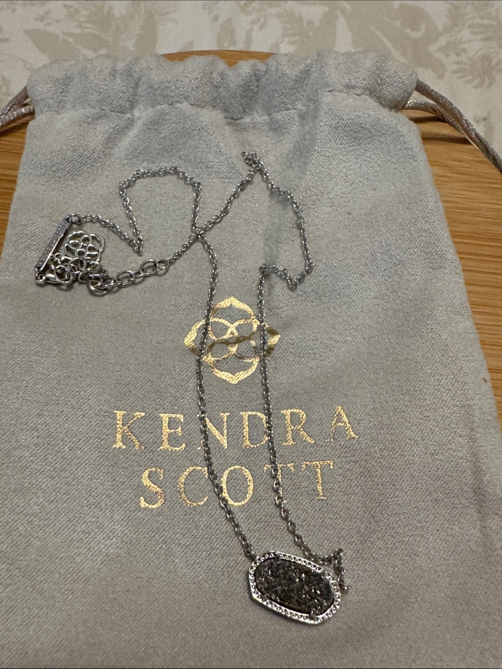 Kendra Scott Elisa Silver Necklace with Dusty silver stone